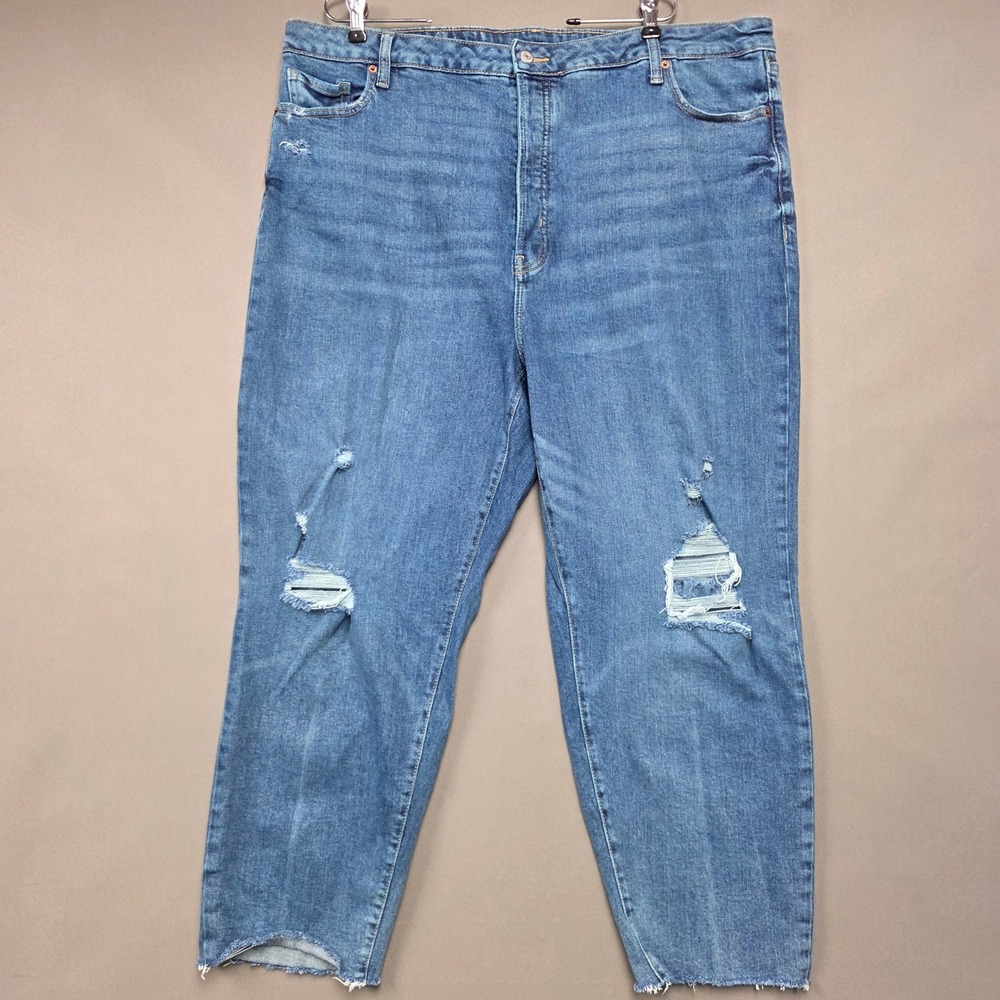 Old Navy Jeans Women's Higher High-Rise O.G. Straight Distressed Blue 22